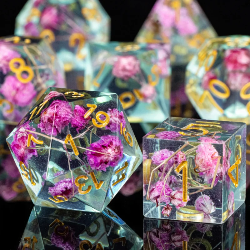 7pc RPG Dice Set - Crystal Rose