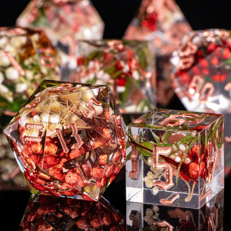 7pc RPG Dice Set - Scarlet Blossom