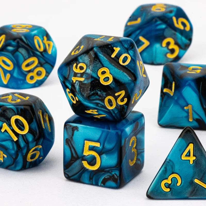 7pc RPG Dice Set – Shadowed Azure